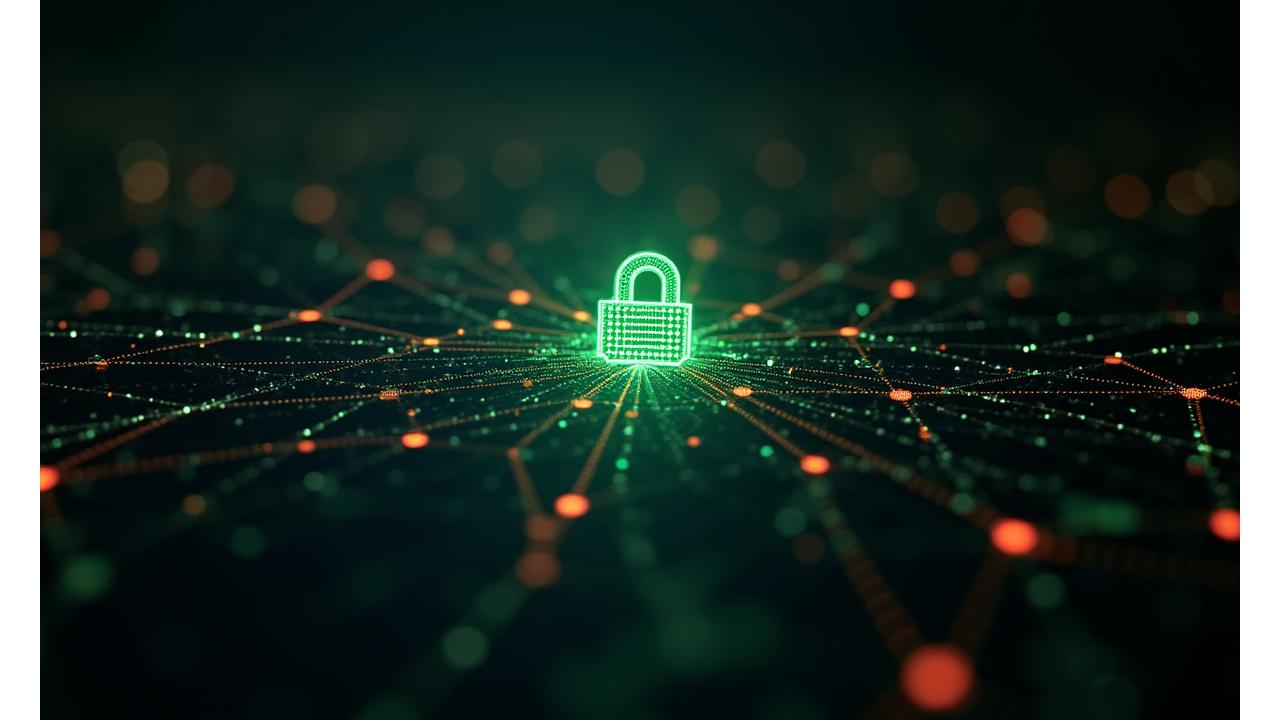 Konsep digital melambangkan penyulitan data dan keselamatan siber